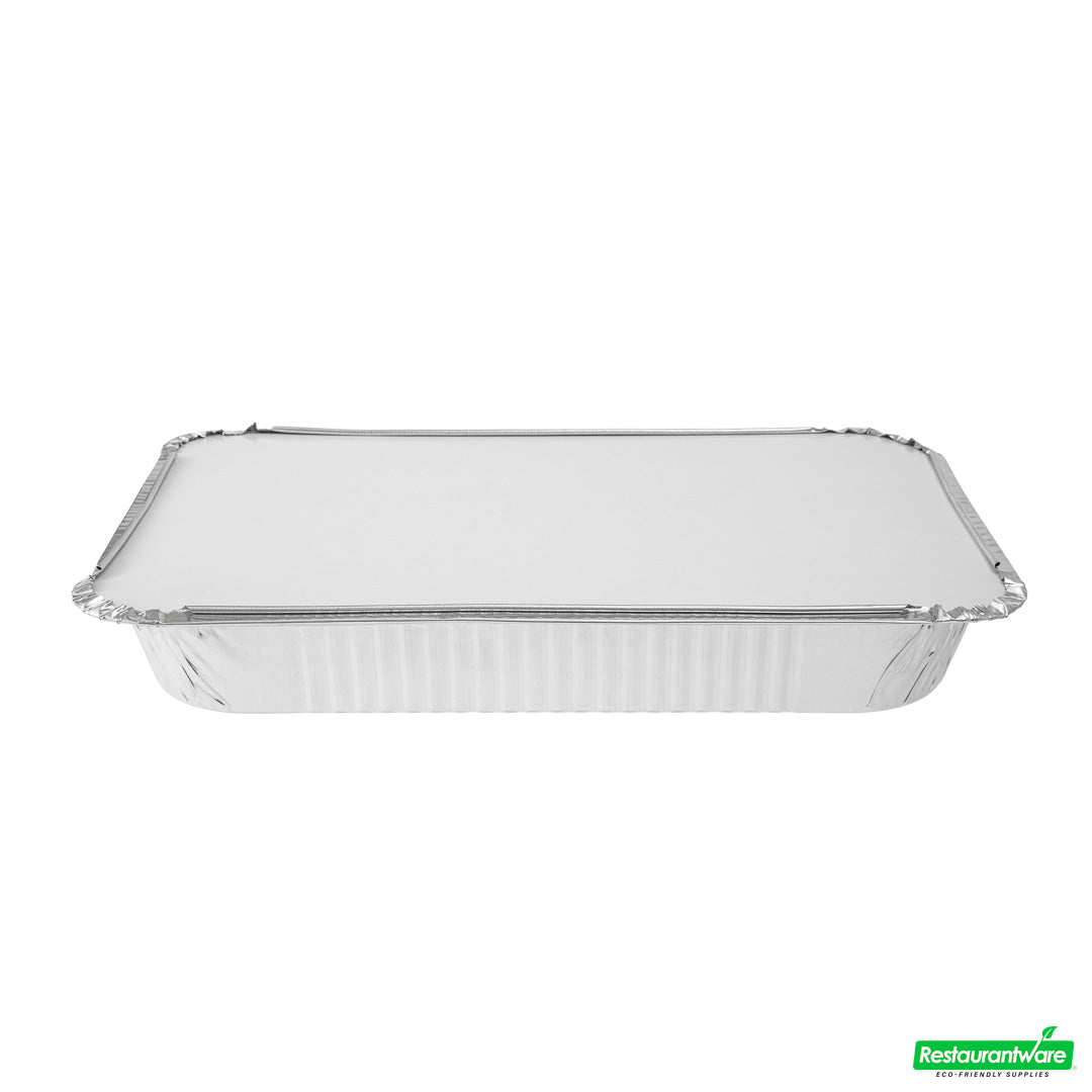 Wholesale Restaurantware Foil Lux White Paper Flat Foil-Laminated Board Lid - Fits 4 lb Take Out Container- Bulk