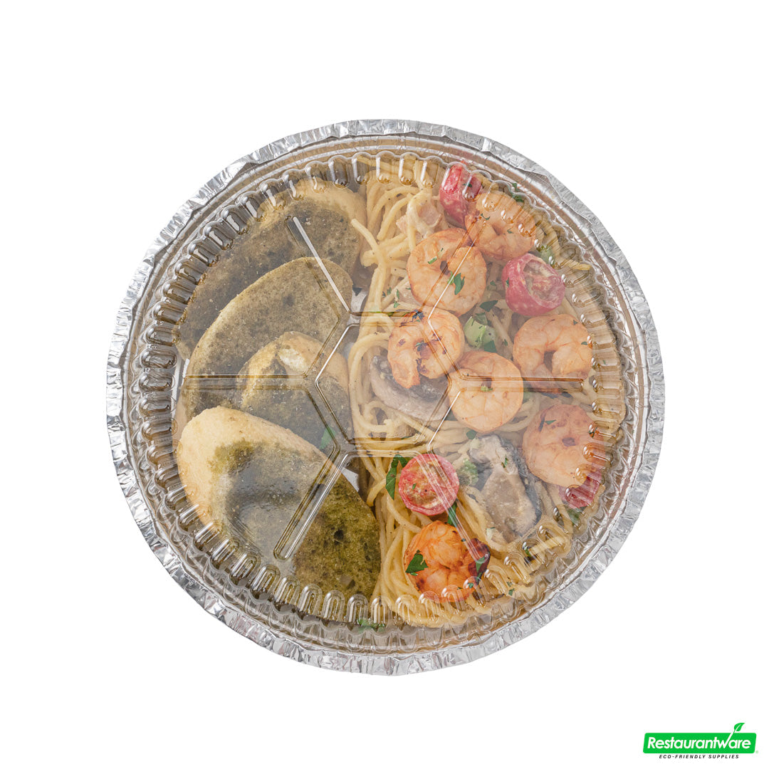 Wholesale Restaurantware Foil Lux Round Clear Plastic Dome Lid - Fits 8" Take Out Pan- Bulk