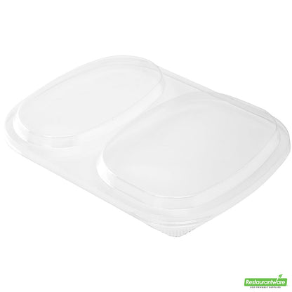 Wholesale Restaurantware Foil Lux Clear Plastic Flat Lid - Fits 2-Compartment Foil Container- Bulk