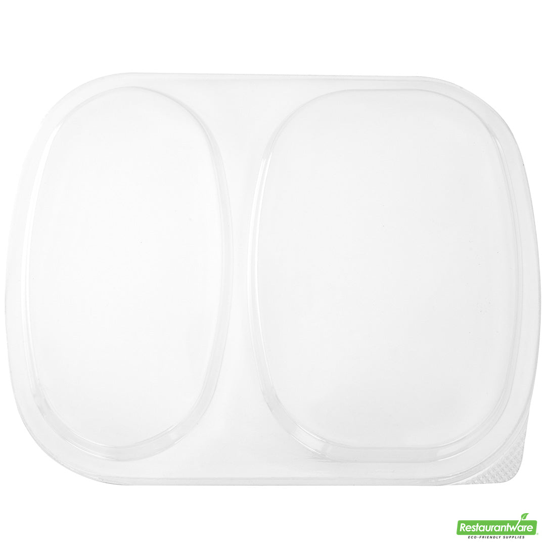 Wholesale Restaurantware Foil Lux Clear Plastic Flat Lid - Fits 2-Compartment Foil Container- Bulk