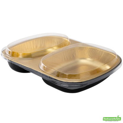 Wholesale Restaurantware Foil Lux Clear Plastic Flat Lid - Fits 2-Compartment Foil Container- Bulk