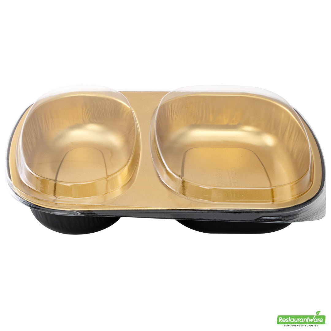 Wholesale Restaurantware Foil Lux Clear Plastic Flat Lid - Fits 2-Compartment Foil Container- Bulk