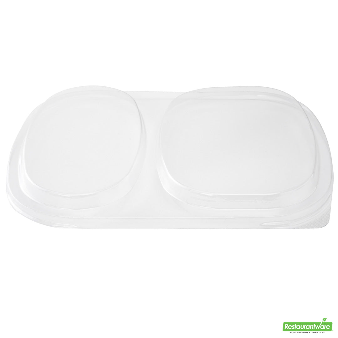 Wholesale Restaurantware Foil Lux Clear Plastic Flat Lid - Fits 2-Compartment Foil Container- Bulk