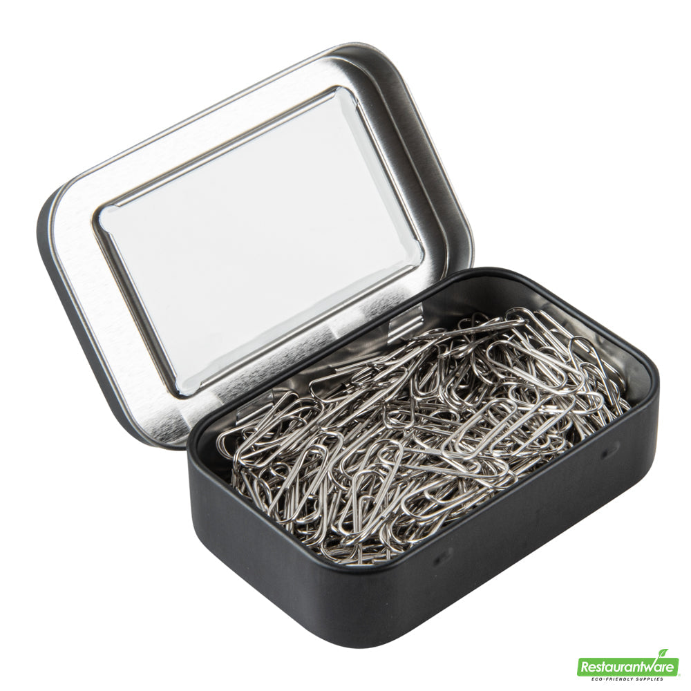 Wholesale Restaurantware RW Base 4 oz Rectangle Black Tin Container - with Window Lid- Bulk