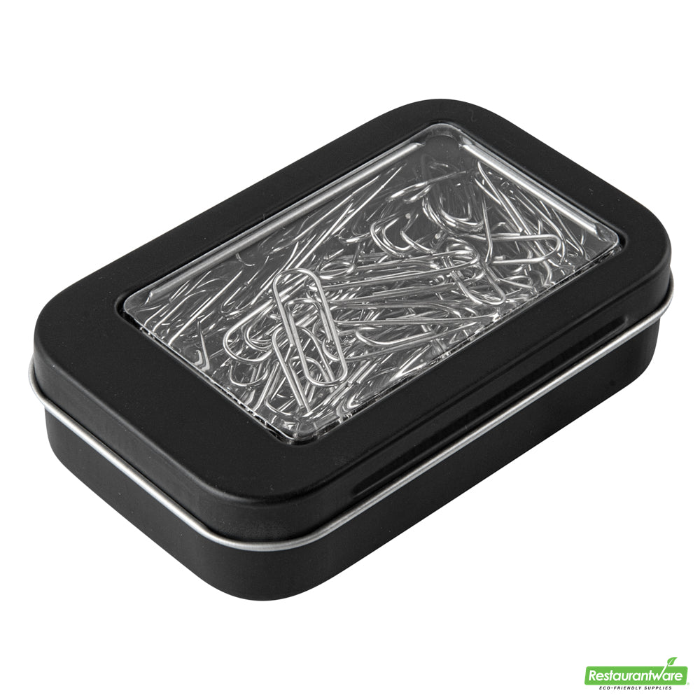 Wholesale Restaurantware RW Base 4 oz Rectangle Black Tin Container - with Window Lid- Bulk