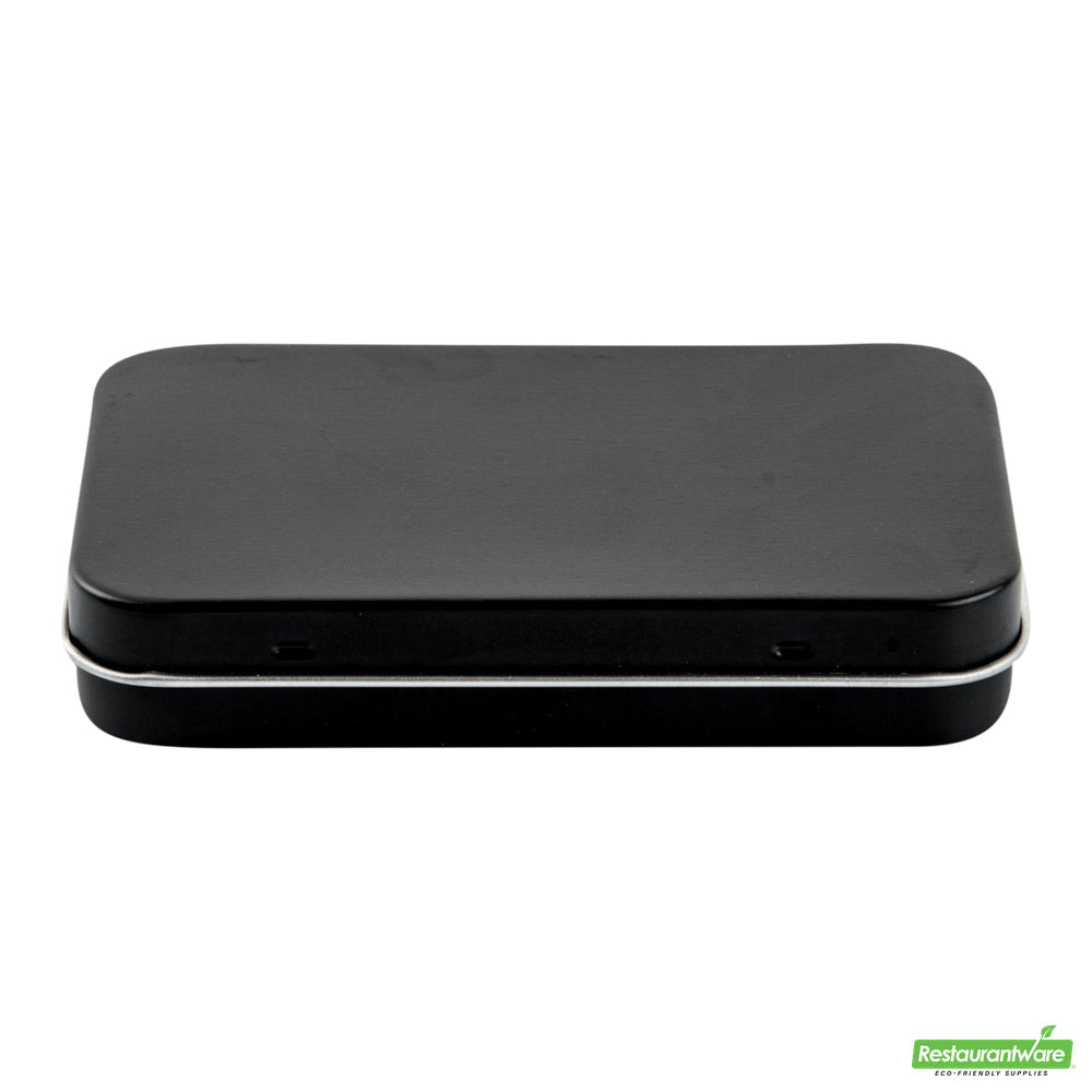 Wholesale Restaurantware RW Base 6 oz Rectangle Black Tin Container - with Hinged Lid- Bulk