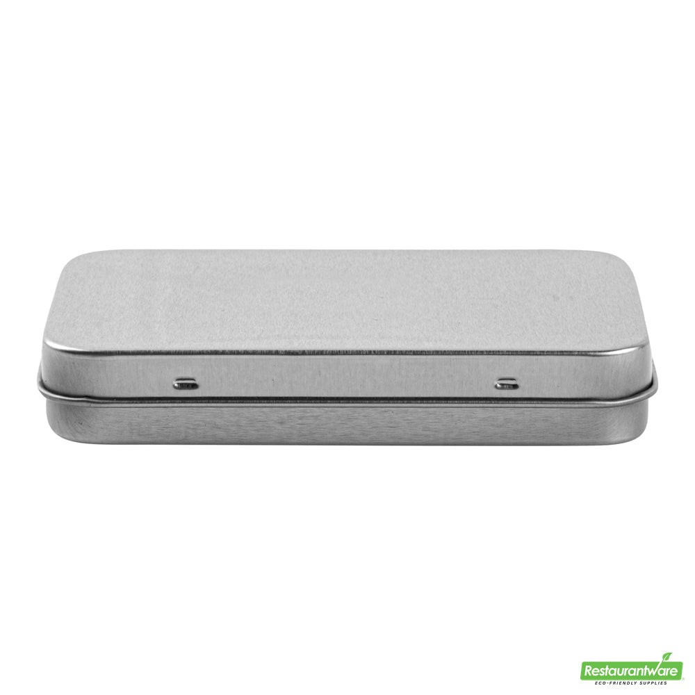 Wholesale Restaurantware RW Base 6 oz Rectangle Silver Tin Container - with Hinged Lid- Bulk