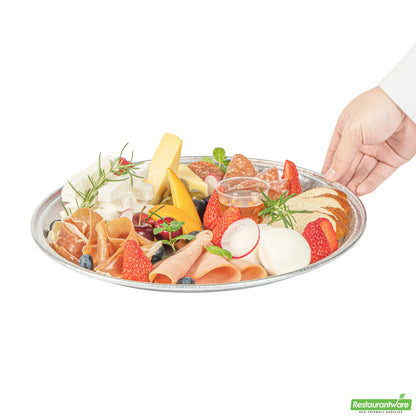 Wholesale Restaurantware Foil Lux Round Aluminum Catering Tray - 12" - 50 Count Box- Bulk
