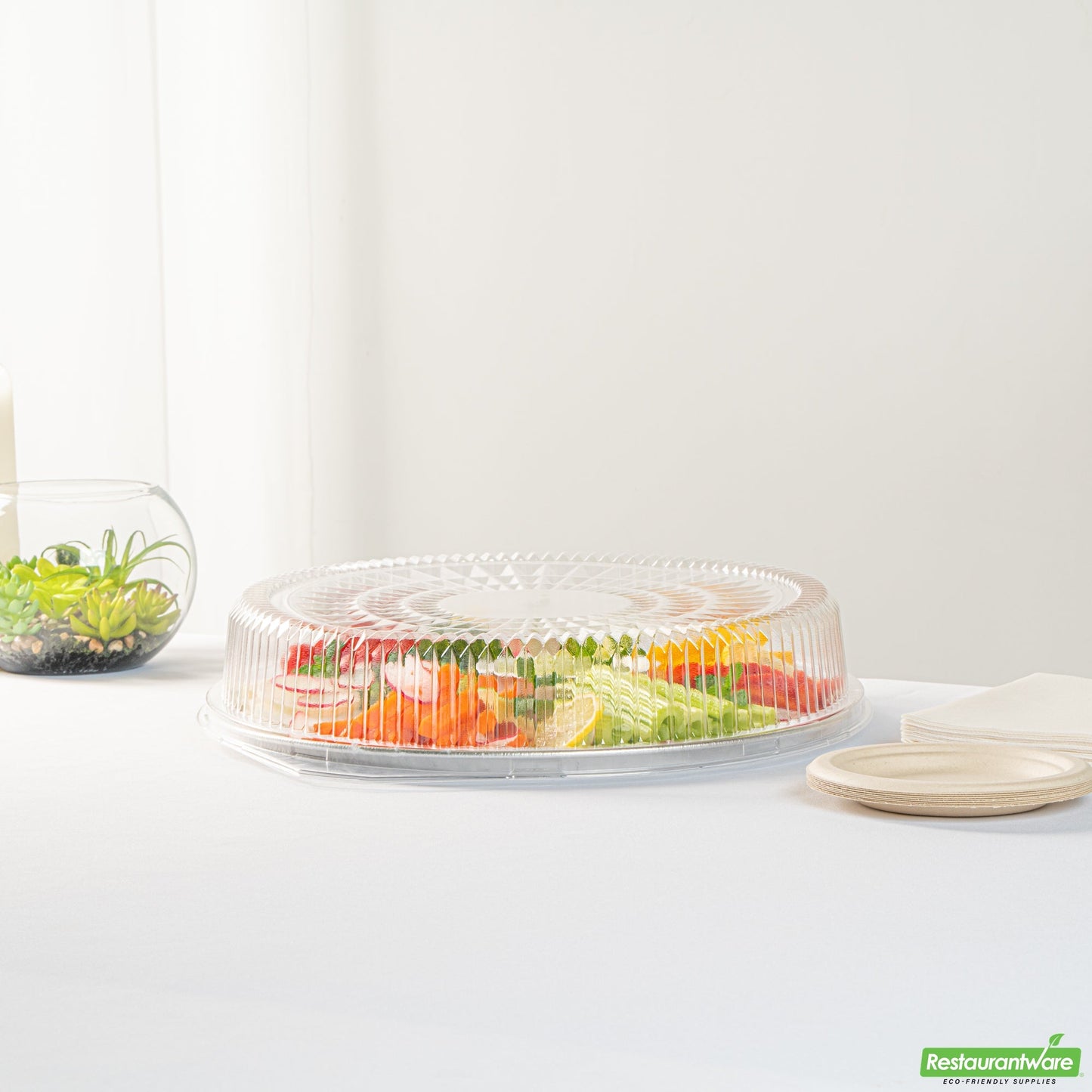Wholesale Restaurantware Foil Lux Round Clear Plastic Dome Lid - Fits 16" Catering Tray - 20 Count Box- Bulk