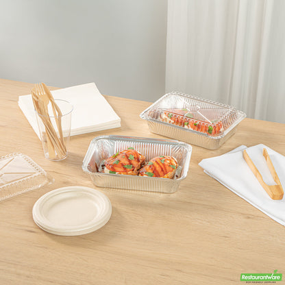 Wholesale Restaurantware Foil Lux 2 1/4 Lb Oblong Aluminum Container - 8 1/2" X 6 1/4" X 1 3/4" - 100 Count Box- Bulk