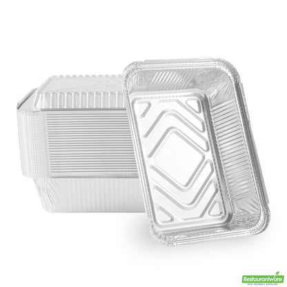 Wholesale Restaurantware Foil Lux 2 1/4 Lb Oblong Aluminum Container - 8 1/2" X 6 1/4" X 1 3/4" - 100 Count Box- Bulk