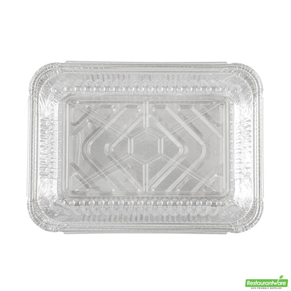 Wholesale Restaurantware Foil Lux Oblong Clear Plastic Lid - Fits 2 1/4 Lb Container - 100 Count Box- Bulk