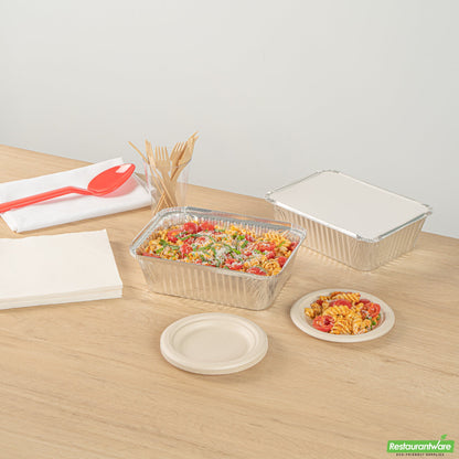 Wholesale Restaurantware Foil Lux 5 Lb Oblong Aluminum Container - 10" X 7" X 2 3/4" - 100 Count Box- Bulk