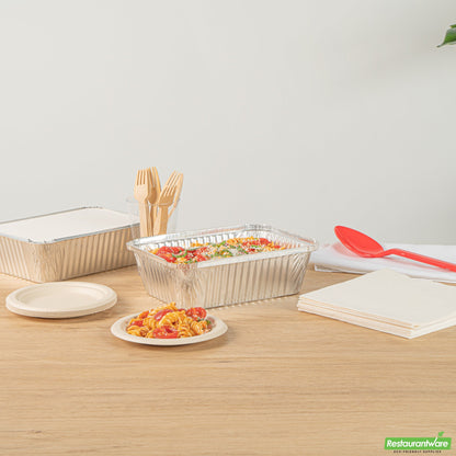 Wholesale Restaurantware Foil Lux 5 Lb Oblong Aluminum Container - 10" X 7" X 2 3/4" - 100 Count Box- Bulk