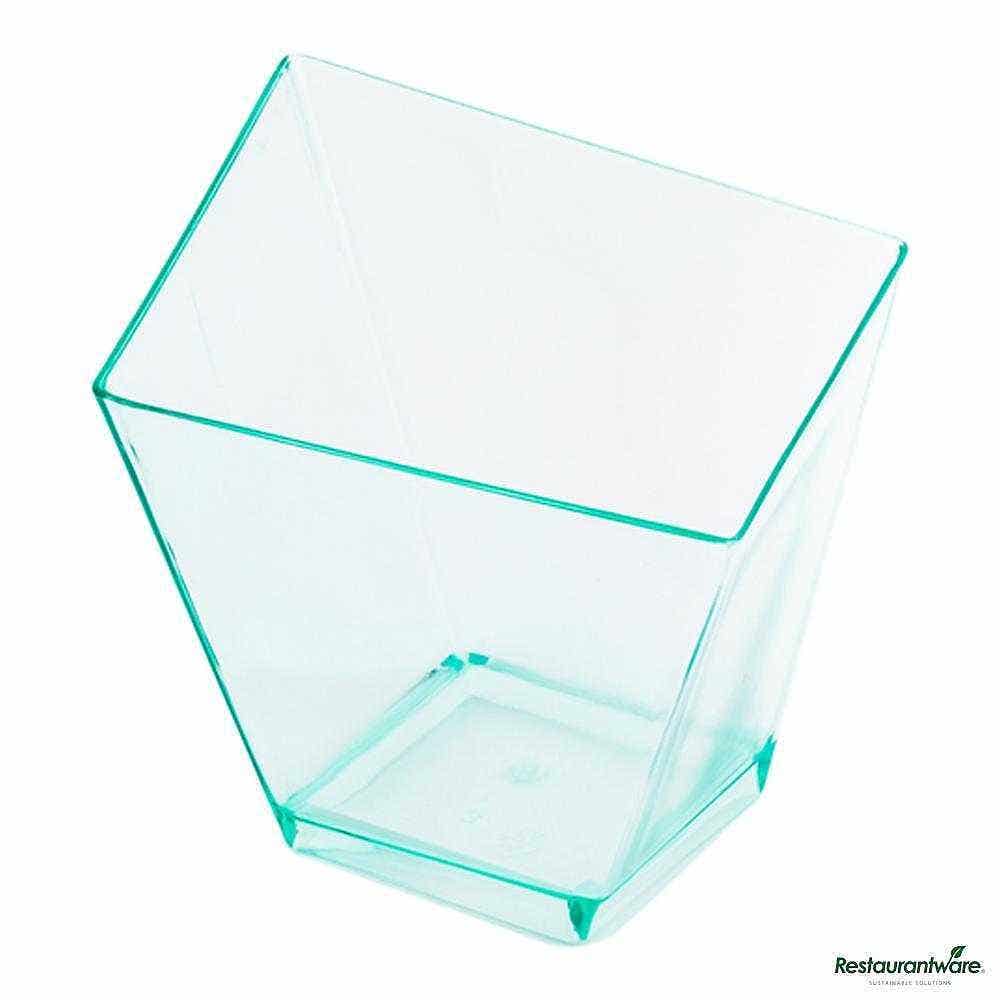 Wholesale Restaurantware 2 Oz Square Seagreen Plastic Girata Dessert Dish 20 ct- Bulk