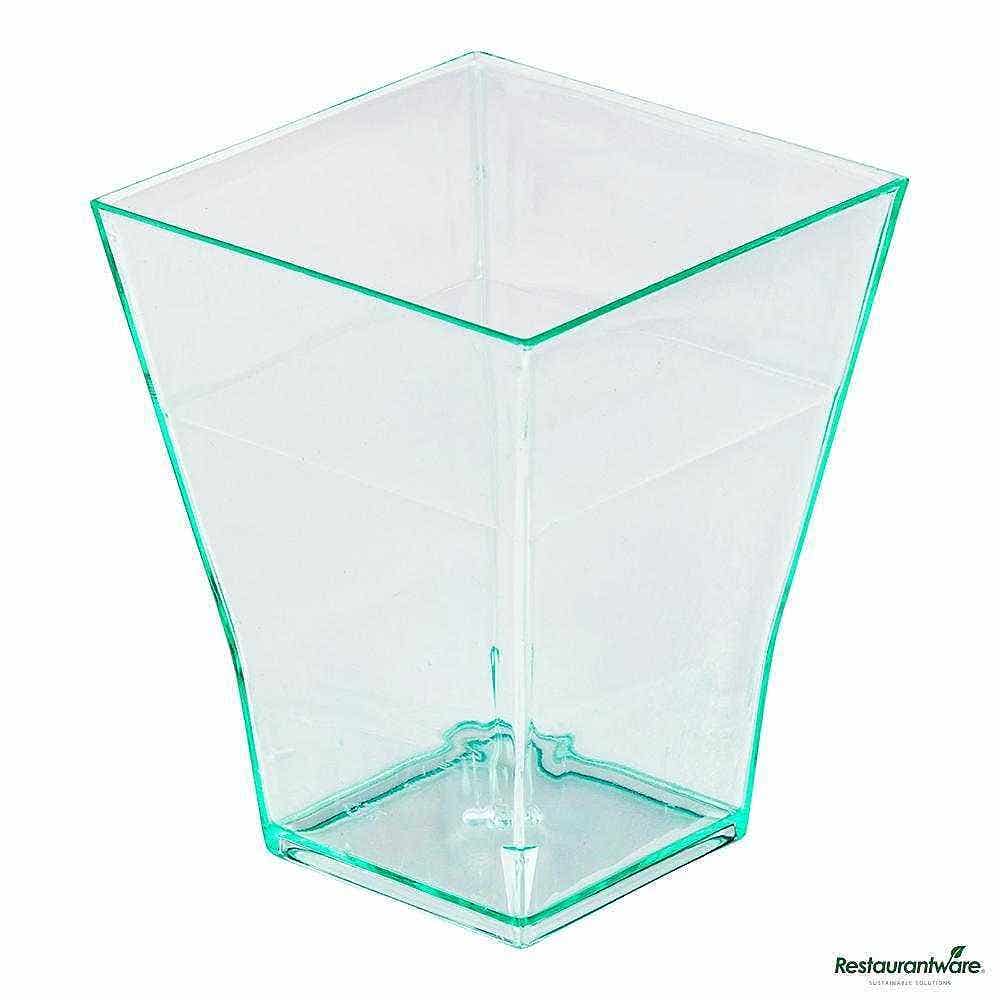 Wholesale Restaurantware 2 Oz Square Seagreen Plastic Bonito Cup 20 ct- Bulk