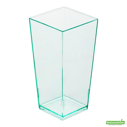 Wholesale Restaurantware 4 Oz Square Seagreen Plastic Tall Geometric Cup - 1 1/2" X 1 1/2" X 3 1/4" - 100 Count Box- Bulk