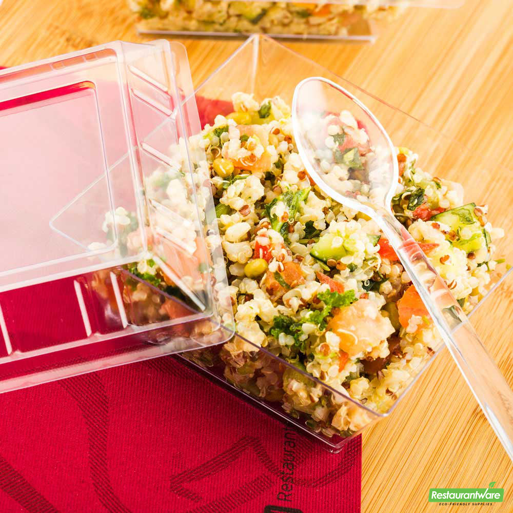 Wholesale Restaurantware Square Clear Plastic Lid - Fits Large Kova Bowl - 4.3" X 0.5" X 4.3"- Bulk