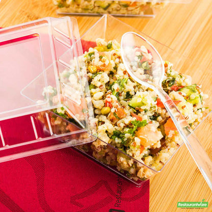 Wholesale Restaurantware Square Clear Plastic Lid - Fits Large Kova Bowl - 4.3" X 0.5" X 4.3"- Bulk