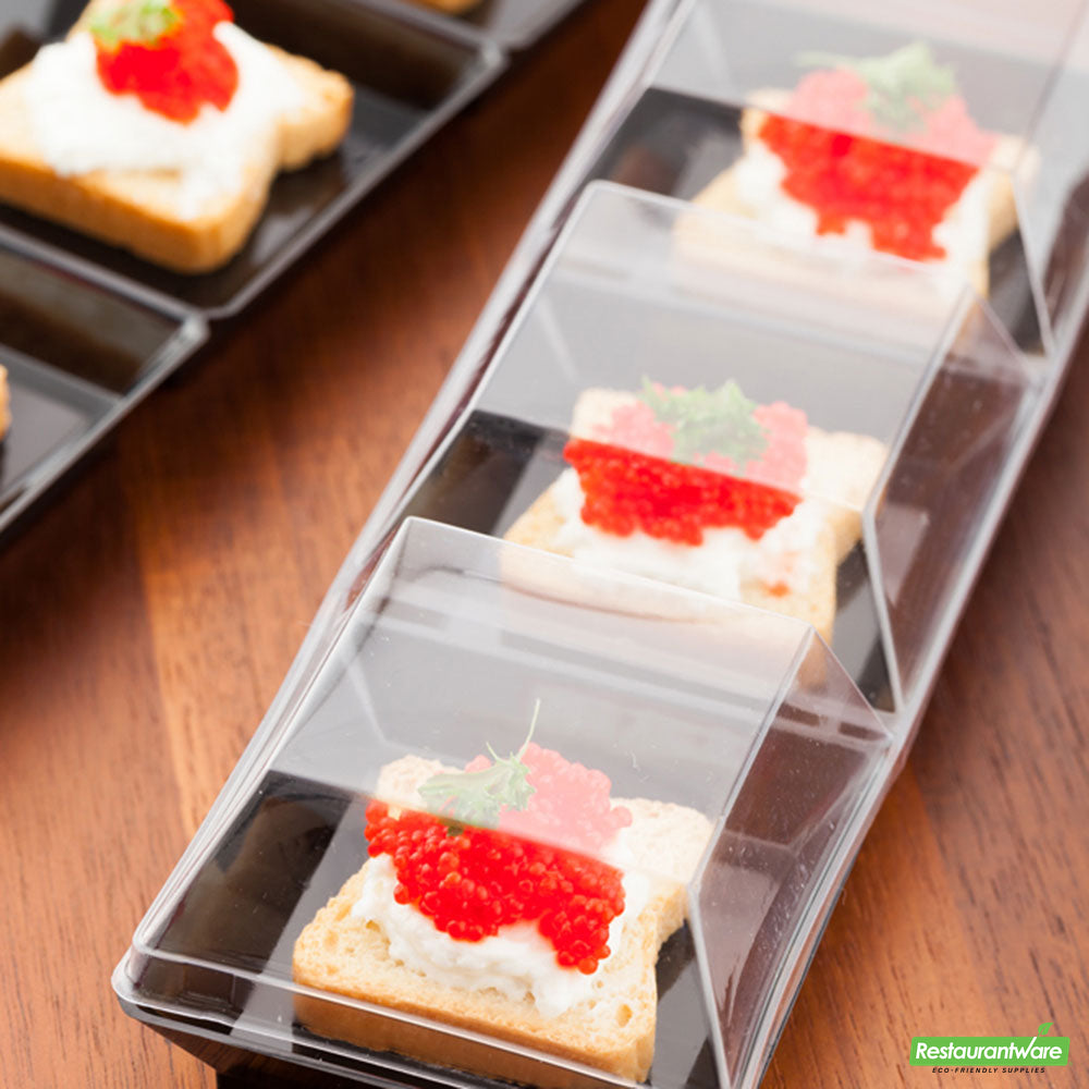 Wholesale Restaurantware Rectangle Clear Plastic Lid - Fits Terzetto Plate - 7" X 2.5" X 1"- Bulk
