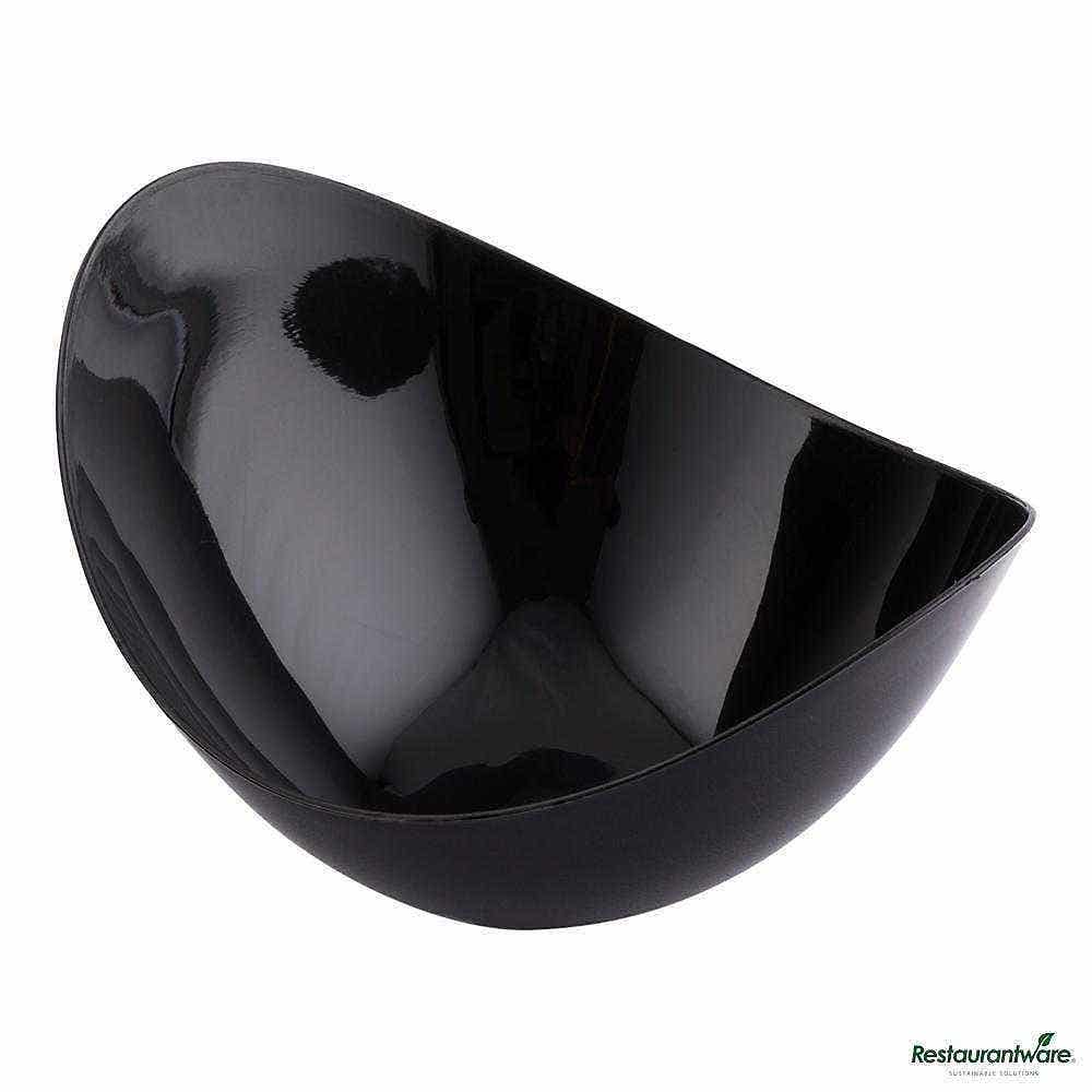Wholesale Restaurantware 2 Oz Oval Black Plastic Alato Tasting Dish 25 ct- Bulk