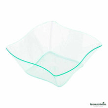 Wholesale Restaurantware 6 Oz Square Seagreen Plastic Aqua Bowl 25 ct- Bulk