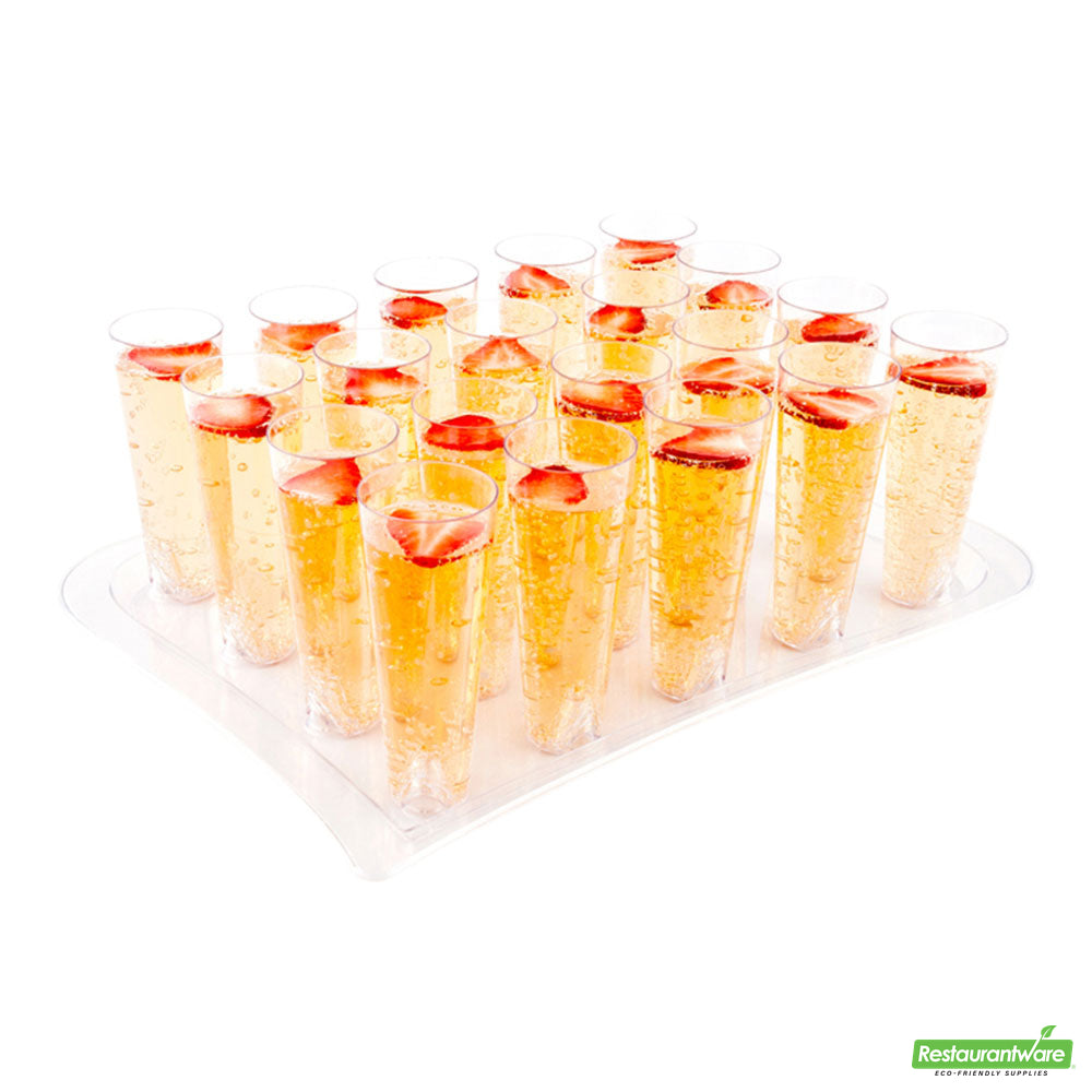 Wholesale Restaurantware Clear Plastic Serving Tray - 14 1/2" X 10 1/2" X 1" - for 5 Oz Round Tall Cocktail Glass- Bulk