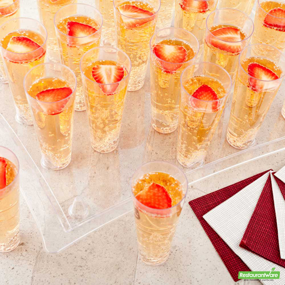 Wholesale Restaurantware Clear Plastic Serving Tray - 14 1/2" X 10 1/2" X 1" - for 5 Oz Round Tall Cocktail Glass- Bulk