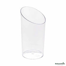 Wholesale Restaurantware 5 Oz Round Clear Plastic Large Incline Tube Glass 20 ct- Bulk