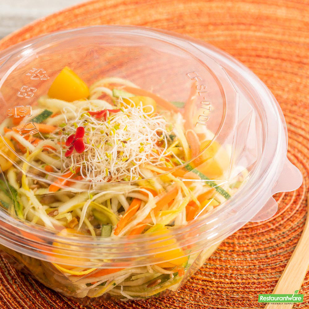 Wholesale Restaurantware Basic Nature Round Clear Pla Plastic Lid - Fits 24 and 32 Oz to Go Bowls, Compostable- Bulk