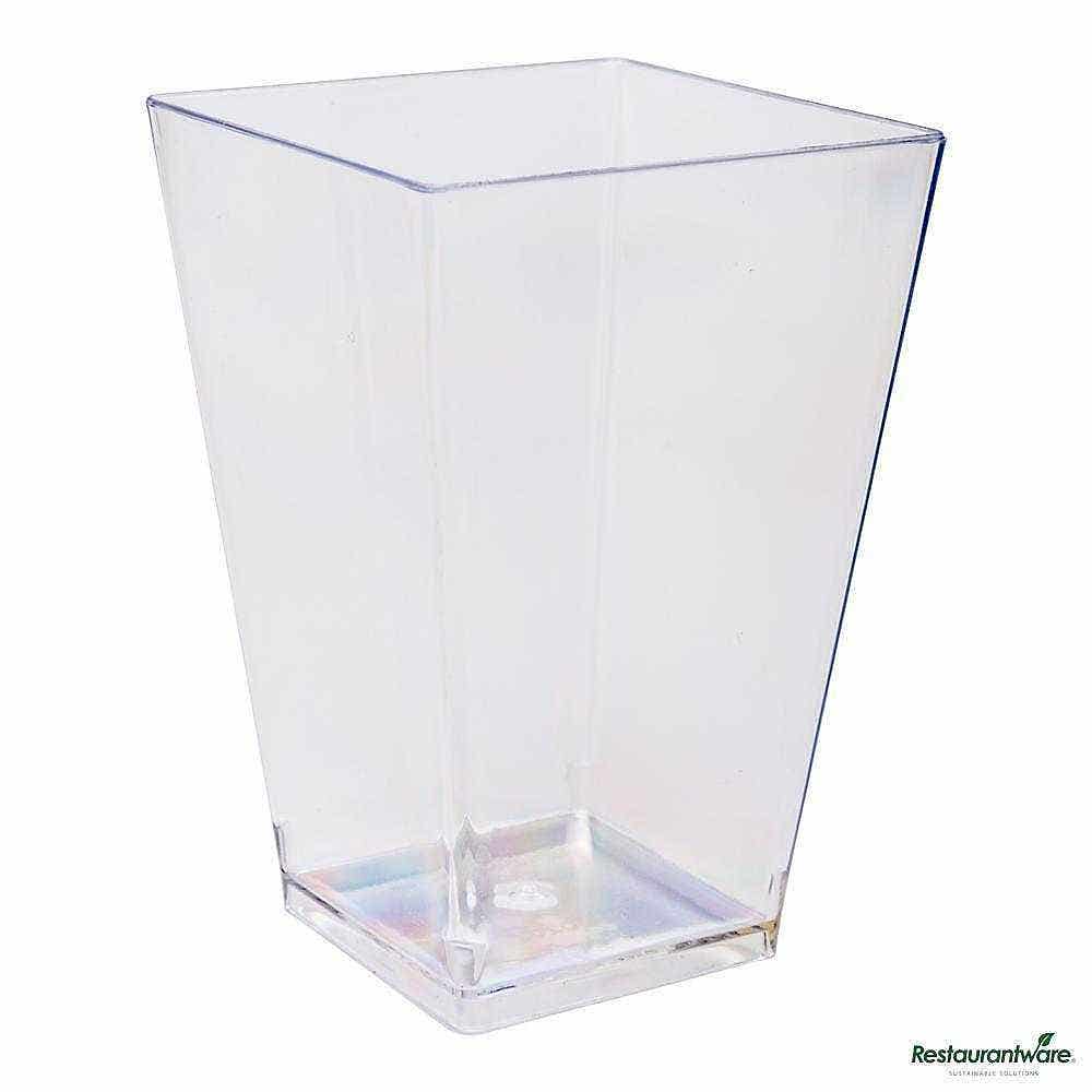 Wholesale Restaurantware 4 Oz Square Clear Plastic Tall Medium Kova Cup 40 ct- Bulk