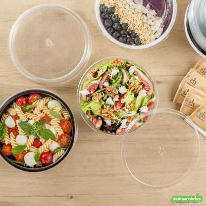 Wholesale Restaurantware Round Clear Plastic Lid - Fits 21 Oz Salad Bowl- Bulk