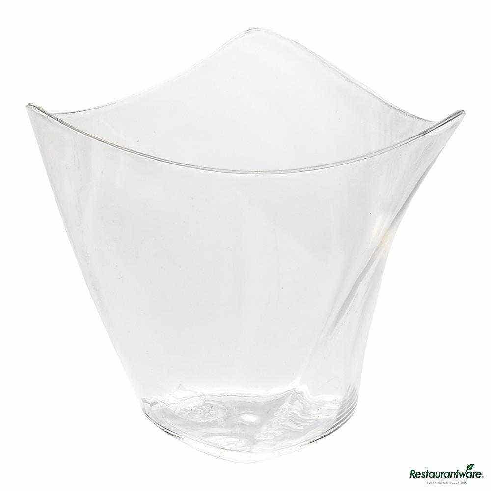 Wholesale Restaurantware 4 Oz Clear Plastic Mini Crescendo Cup 100 ct- Bulk