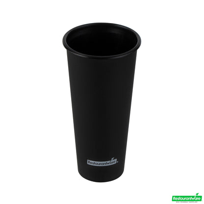 Wholesale Restaurantware 24 Oz Round Matte Black Plastic Hot / Cold Drinking Cup - 3.5" X 3.5" X 7.0"- Bulk