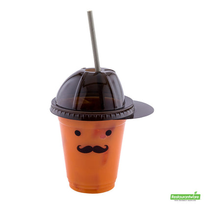 Wholesale Restaurantware Visage Black Plastic Baseball Cap Dome Lid - Fits 9, 12 and 16 Oz- Bulk