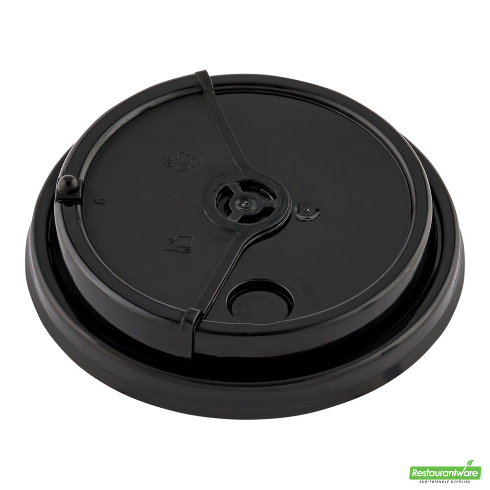 Wholesale Restaurantware Black Plastic 2-in-1 Straw or Sip Coffee Cup Lid - Fits 8, 12, 16 and 20 Oz- Bulk