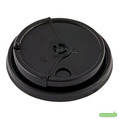 Wholesale Restaurantware Black Plastic 2-in-1 Straw or Sip Coffee Cup Lid - Fits 8, 12, 16 and 20 Oz- Bulk
