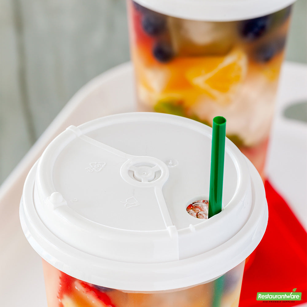 Wholesale Restaurantware White Plastic 2-in-1 Straw or Sip Coffee Cup Lid - Fits 8, 12, 16 and 20 Oz- Bulk