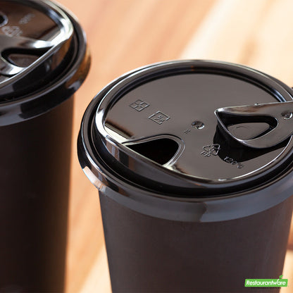 Wholesale Restaurantware Black Plastic Pop Lock Coffee Cup Lid - Fits 8, 12, 16 and 20 Oz- Bulk