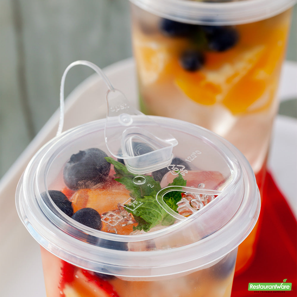 Wholesale Restaurantware Bev Tek Clear Plastic Pop Lock Hot / Cold Drinking Cup Lid - Fits 12, 16 and 24 Oz- Bulk