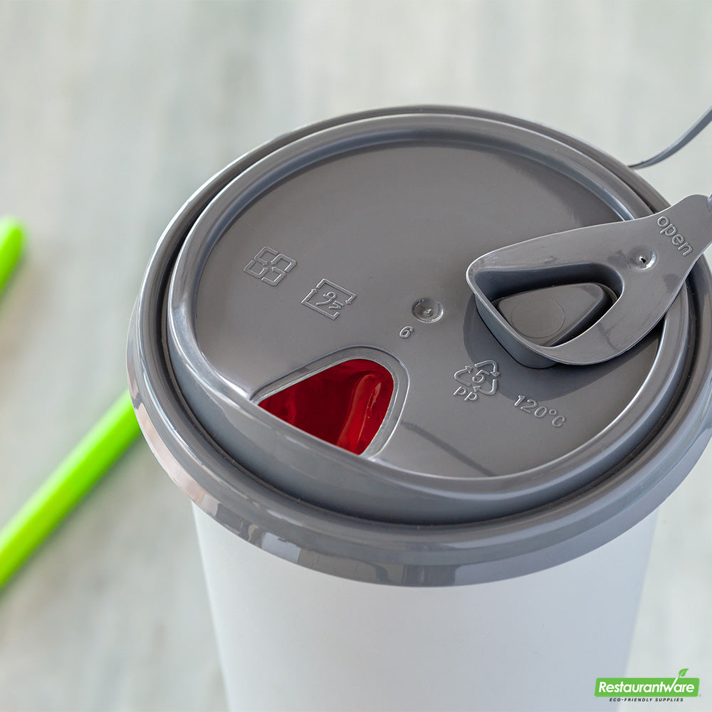 Wholesale Restaurantware Gray Plastic Pop Lock Coffee Cup Lid - Fits 8, 12, 16 and 20 Oz- Bulk