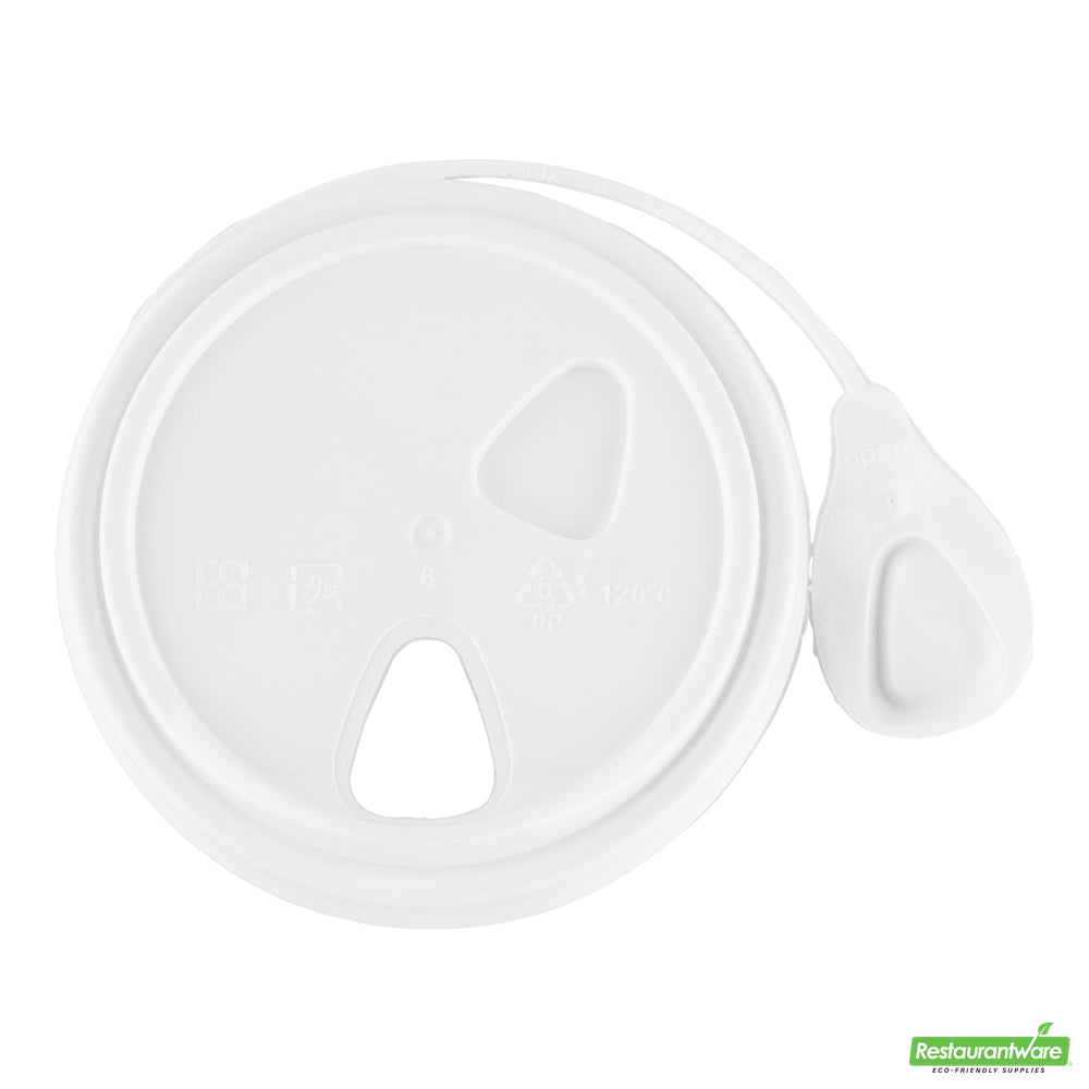 Wholesale Restaurantware White Plastic Pop Lock Coffee Cup Lid - Fits 8, 12, 16 and 20 Oz- Bulk