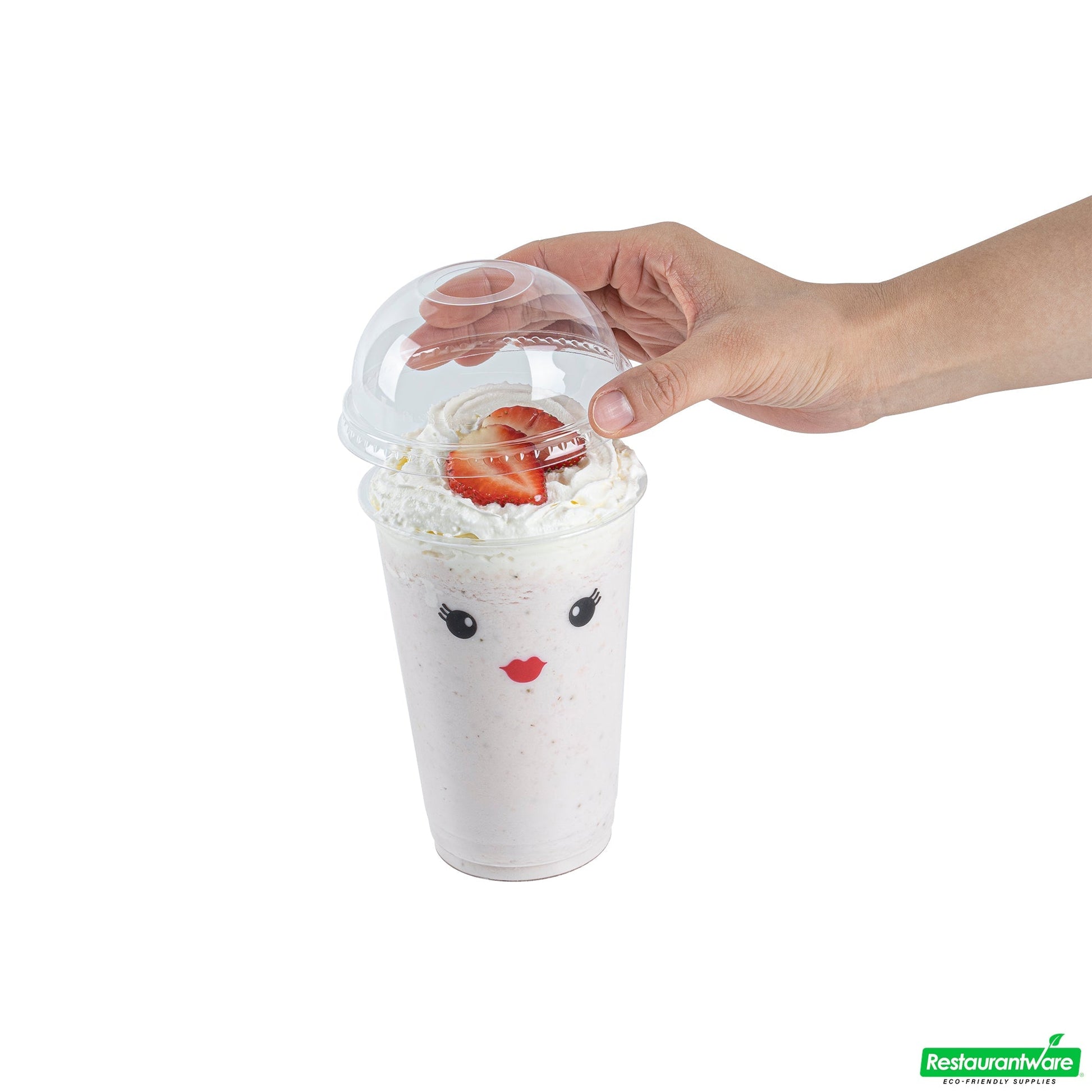 Wholesale Restaurantware Visage Round Clear Plastic Dome Lid - Fits 9 / 12 / 16 Oz- Bulk