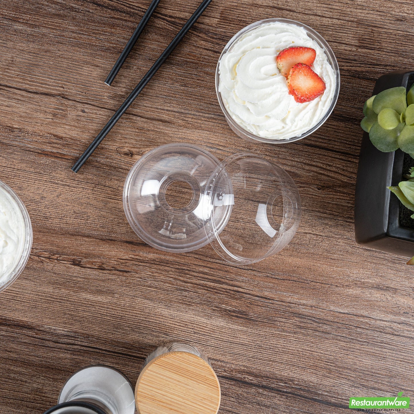Wholesale Restaurantware Visage Round Clear Plastic Dome Lid - Fits 9, 12 and 16 Oz- Bulk