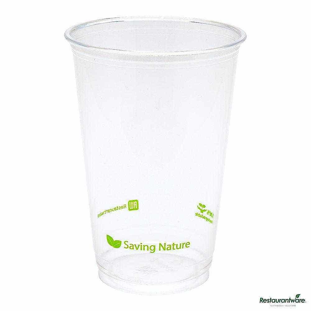 Wholesale Restaurantware Sustain 16 Oz Round Clear PLA Plastic Drinking Cup Compostable 100 ct- Bulk