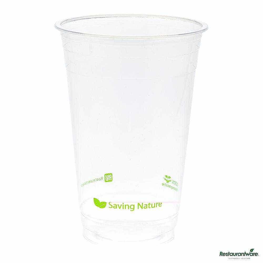 Wholesale Restaurantware Sustain 20 Oz Round Clear PLA Plastic Drinking Cup Compostable 50 ct- Bulk