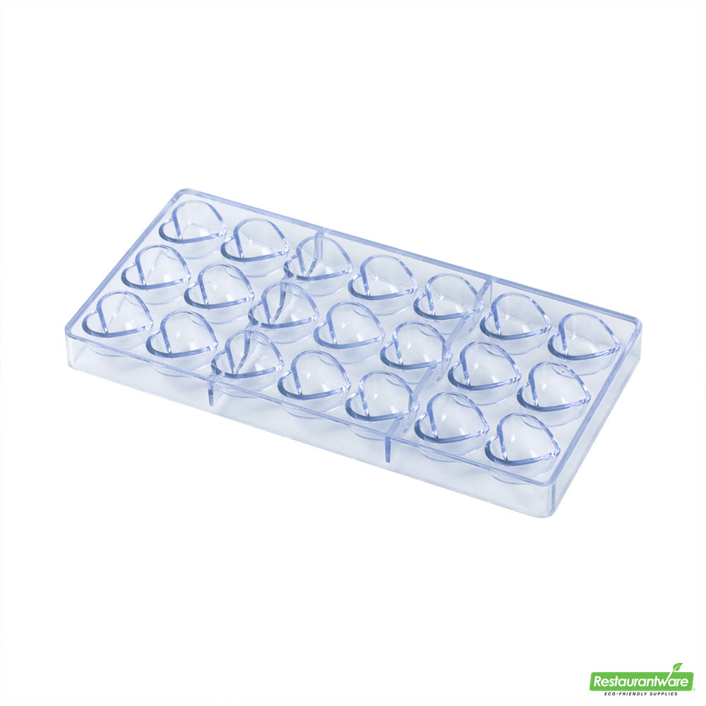 Wholesale Restaurantware Pastry Tek Polycarbonate Solid Heart Candy / Chocolate Mold - 21-Compartment- Bulk