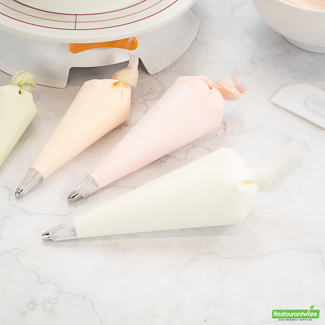 Wholesale Restaurantware Pastry Tek White Silicone Pastry Piping Bag 4-Piece Set- Bulk