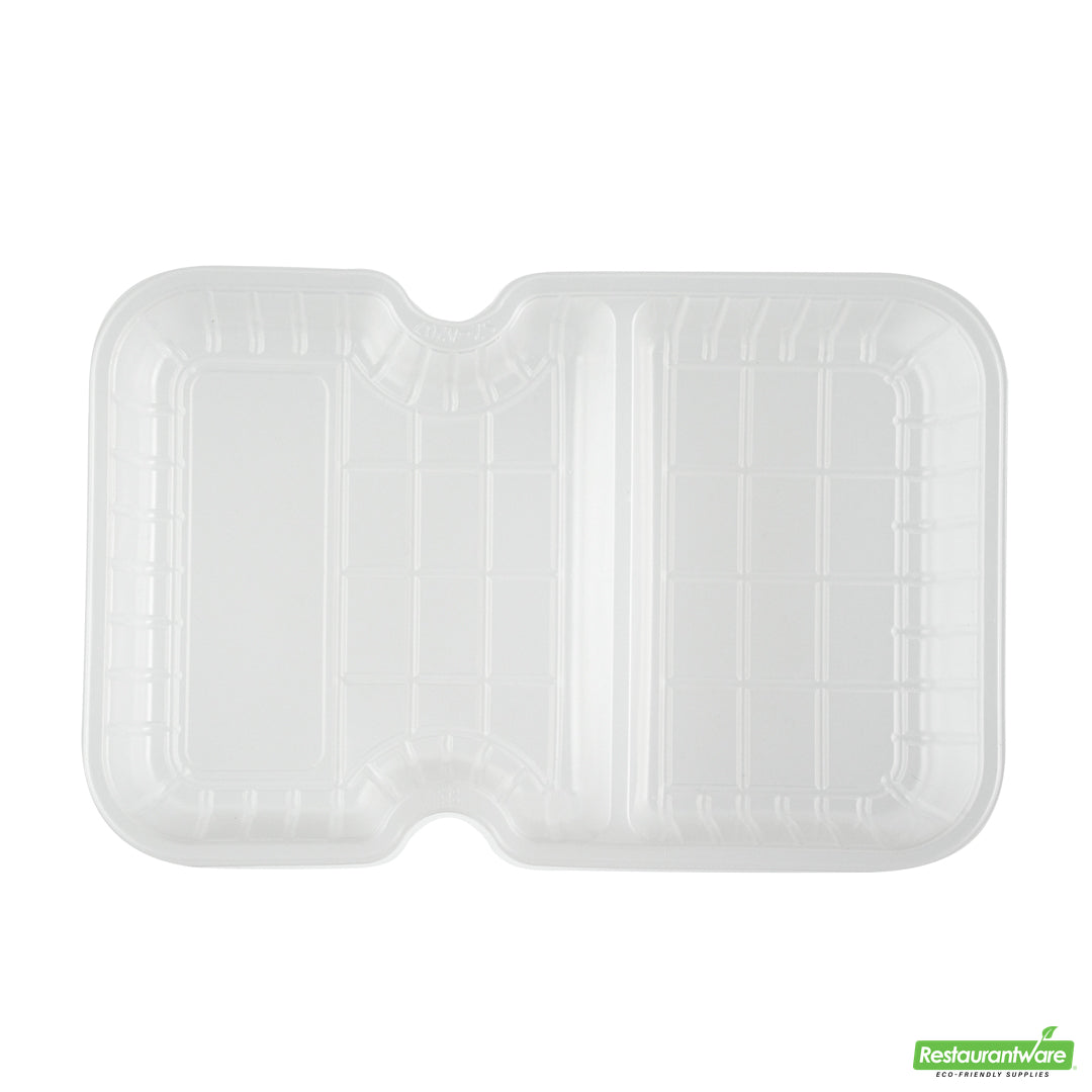 Wholesale Restaurantware Futura 10 oz White Plastic Wide 2-Compartment Insert Tray - Fits 32 and 37 oz Containers, Microwavable- Bulk