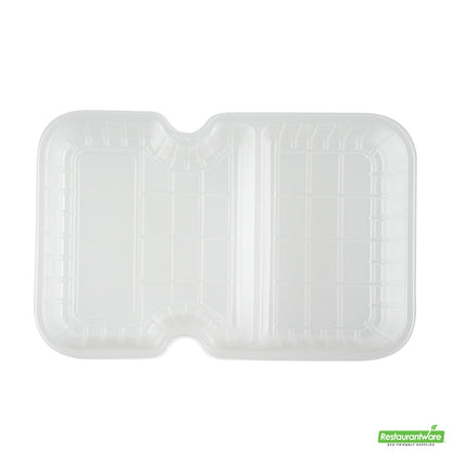 Wholesale Restaurantware Futura 10 oz White Plastic Wide 2-Compartment Insert Tray - Fits 32 and 37 oz Containers, Microwavable- Bulk